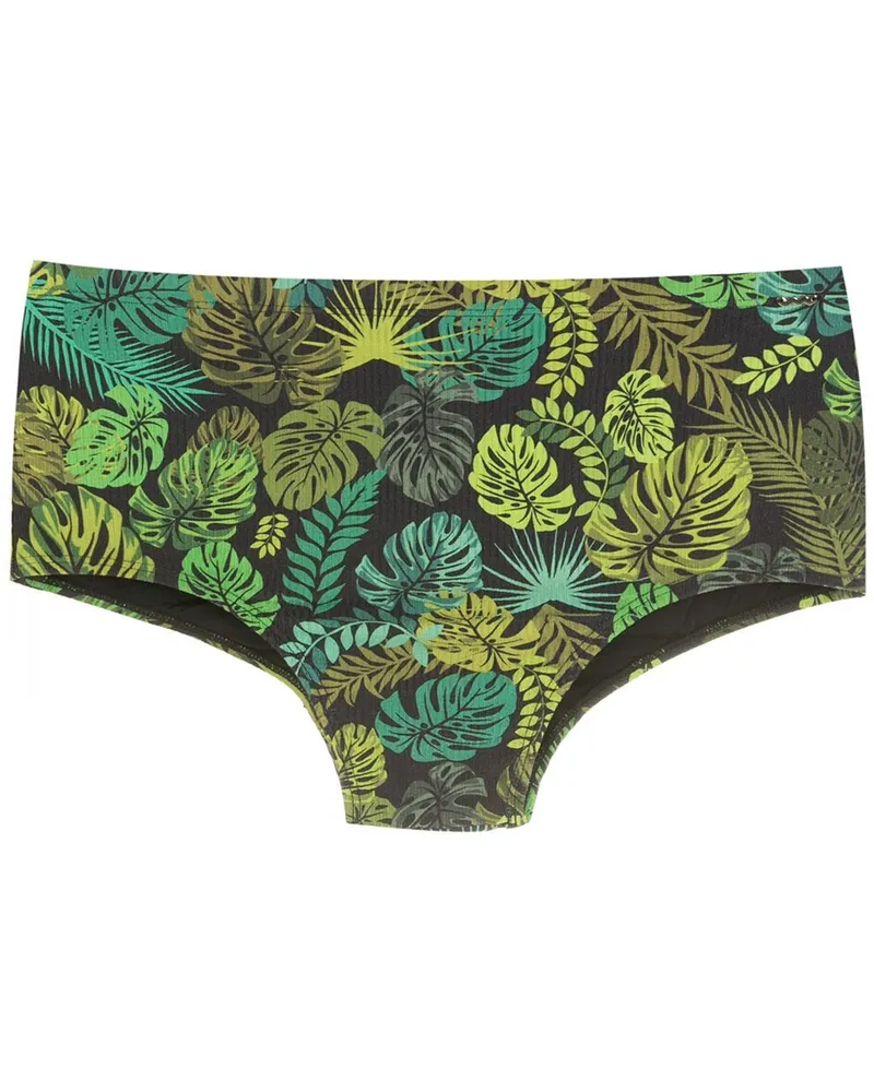 Amir Slama Badehose mit Blatt-Print - Grün Grün