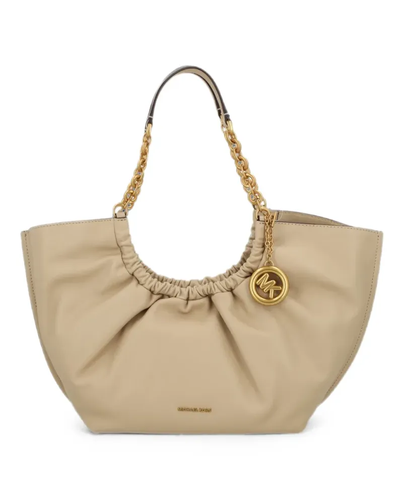 Michael Kors large Indie logo-charm ruched-detailing tote bag - Nude Nude
