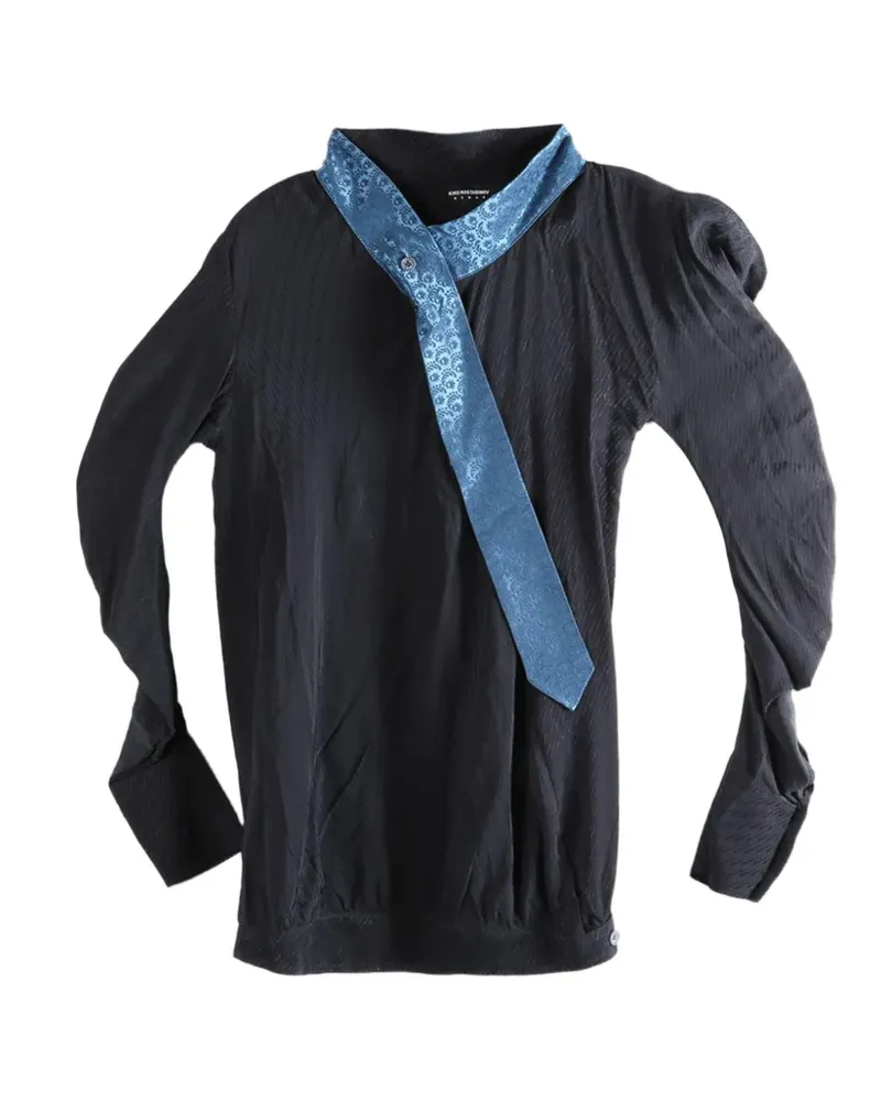 KIKO KOSTADINOV ribbed puff-sleeve top - Schwarz Schwarz