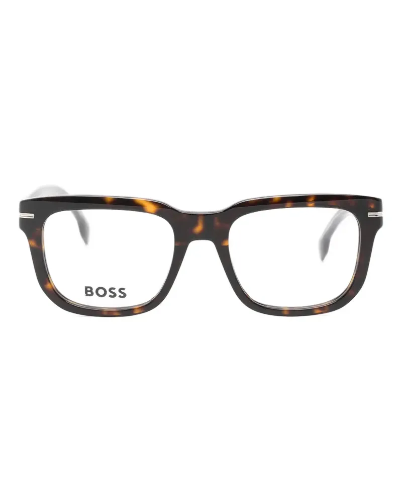 HUGO BOSS tortoiseshell-effect square-frame glasses - Braun Braun
