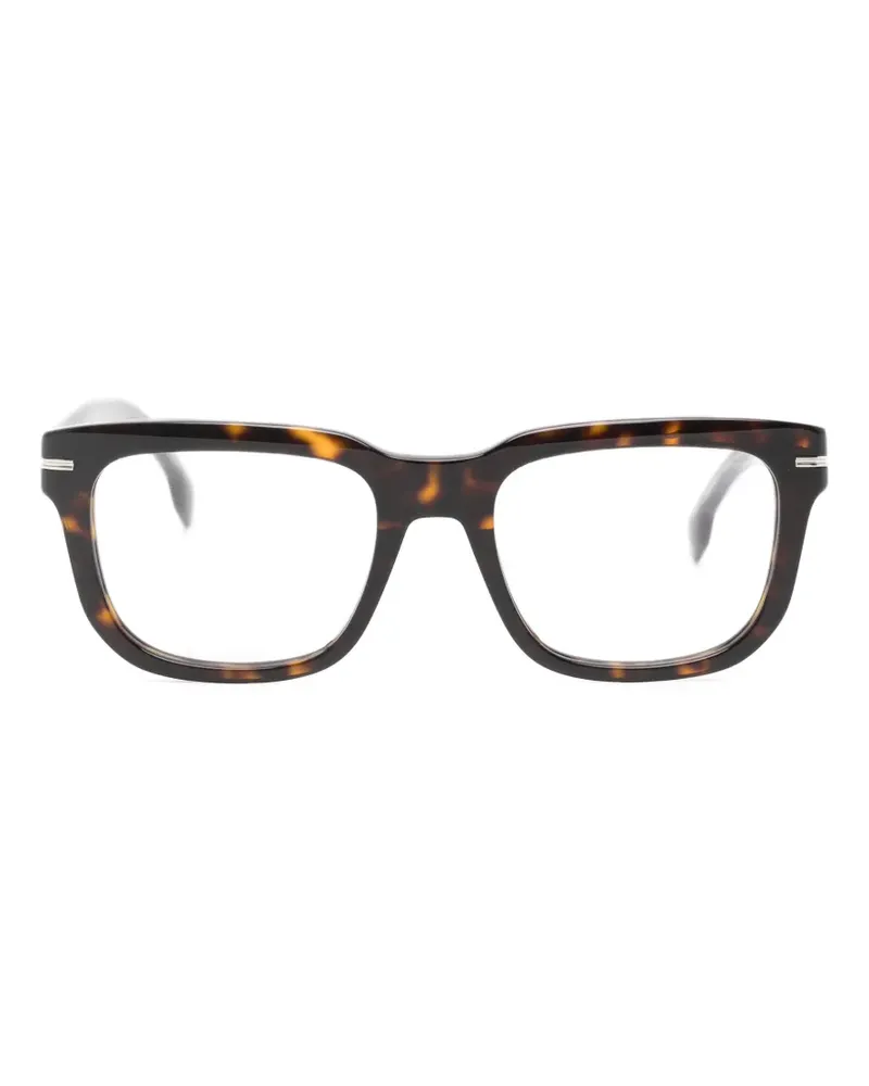 HUGO BOSS tortoiseshell-effect square-frame glasses - Braun Braun