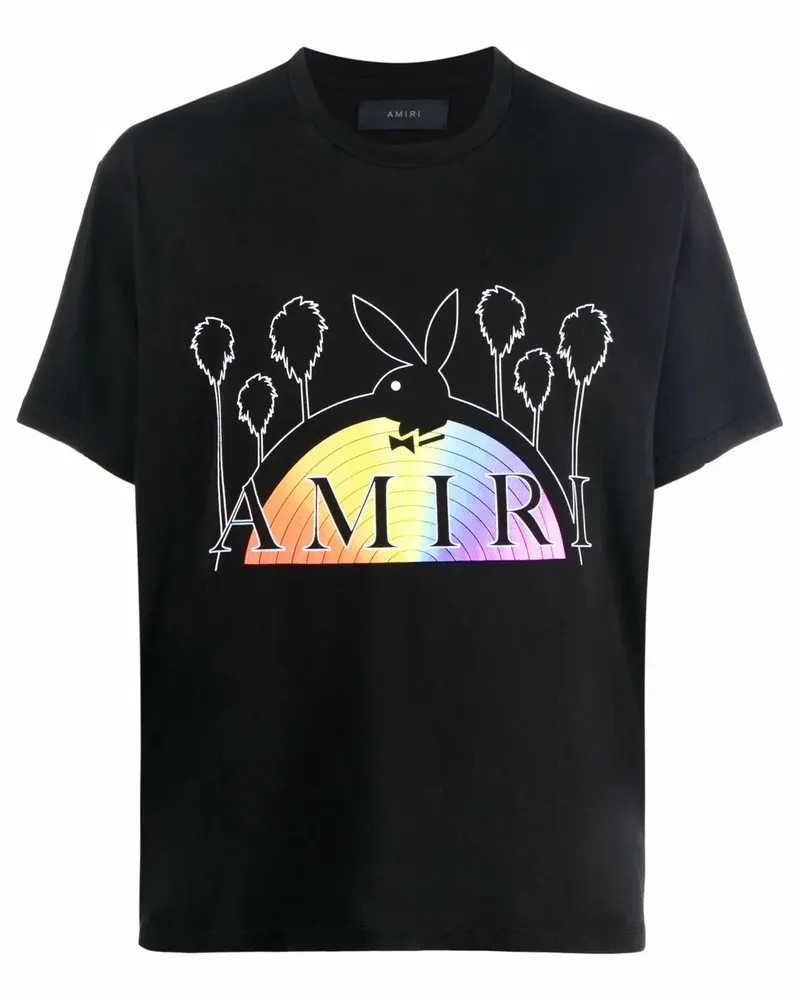 Amiri x Playboy T-Shirt mit Regenbogen-Print - Schwarz Schwarz