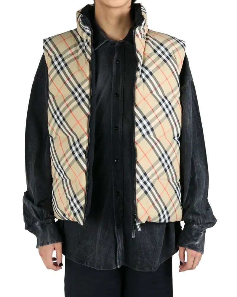 Burberry Wattierte Weste mit Check - Nude Nude