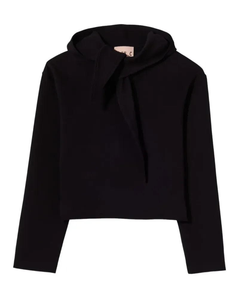 PLAN C scarf-collar cropped hoodie - Schwarz Schwarz