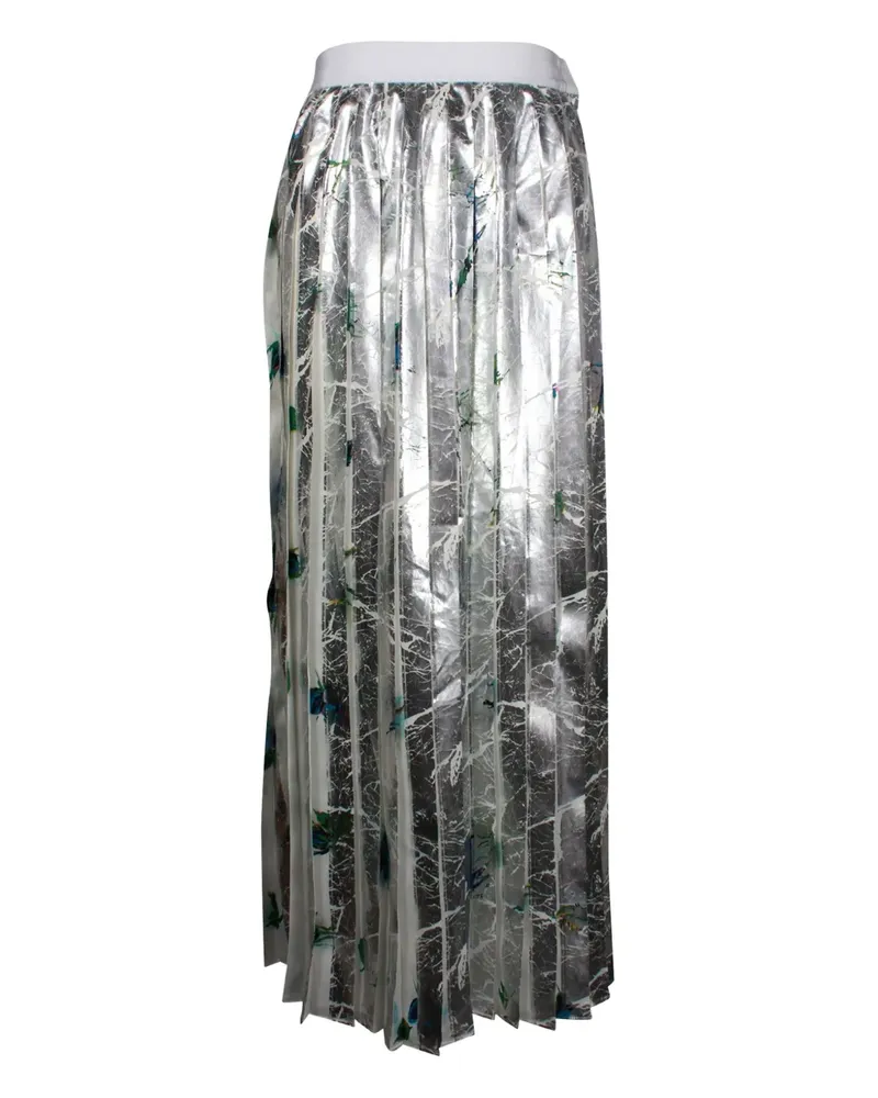 MSGM pleated floral maxi skirt - Grau Grau