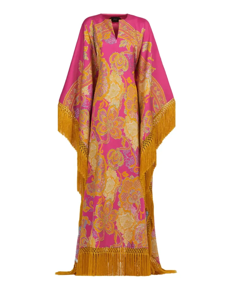 Taller Marmo Pahlavi Maxikleid mit Fransen - Rosa Rosa