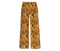 Jeans mit Blumen-Print - Gelb