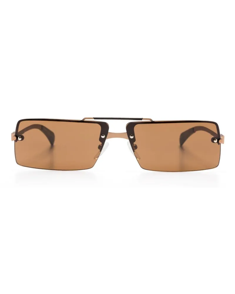 Ferragamo Sonnenbrille mit eckigem Gestell Braun