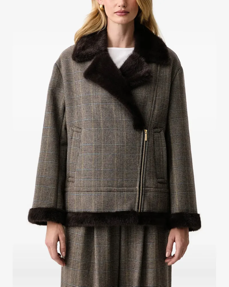 Armani Exchange Karierte Jacke mit Faux Fur-Besatz - Braun Braun