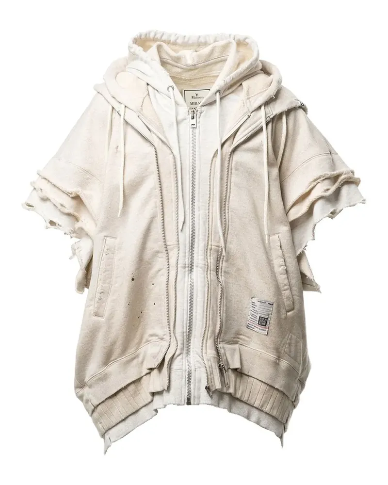 MIHARAYASUHIRO triple-layered sleeveless zip-up hoodie - Nude Nude