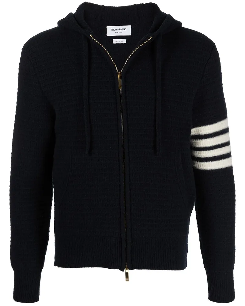 Thom Browne Gestrickter Hoodie mit Streifen Blau