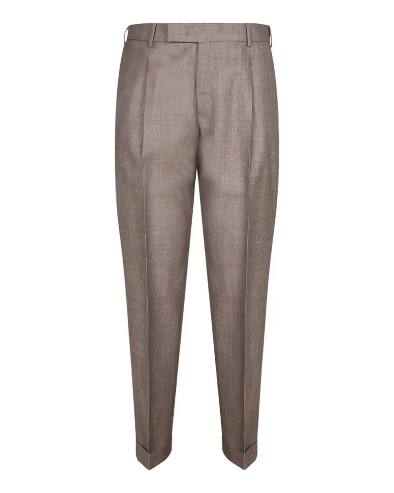 PT TORINO pleated-detail turn-up trousers - Braun Braun
