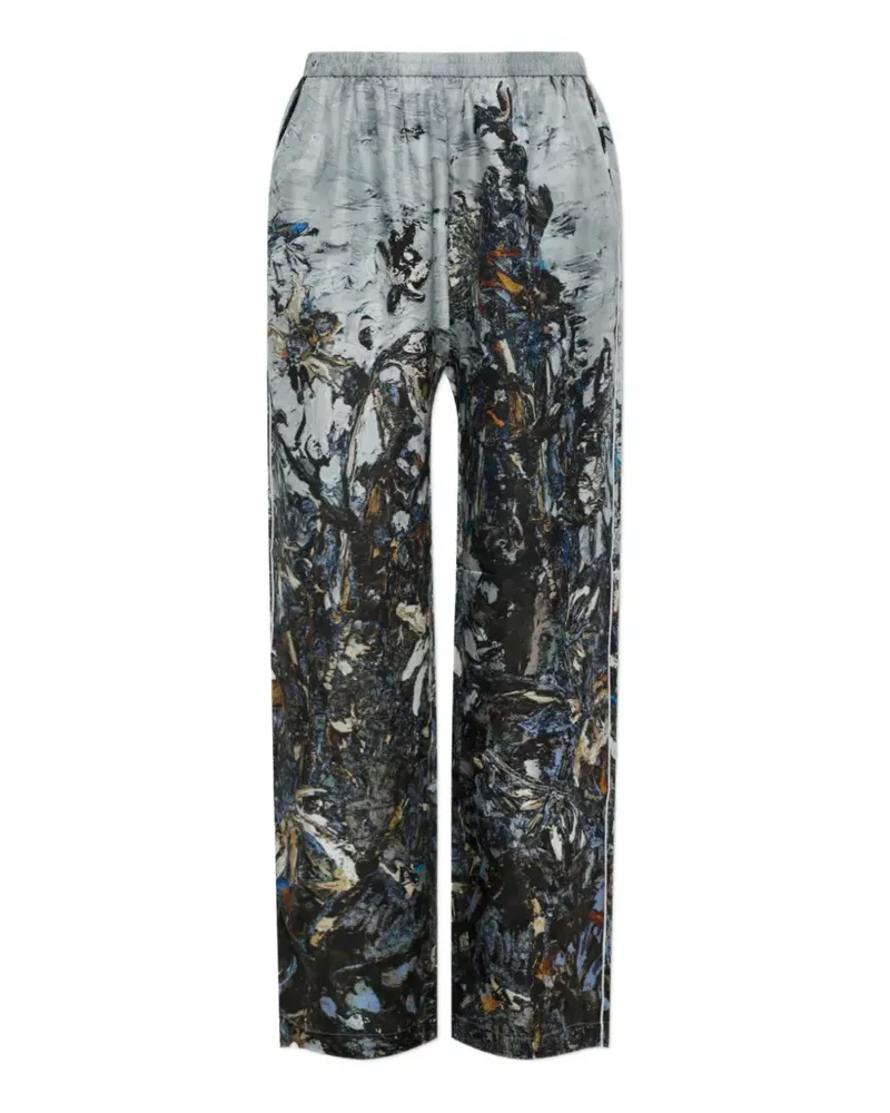 MUNTHE Varum Seidenhose mit abstraktem Print - Grau Grau