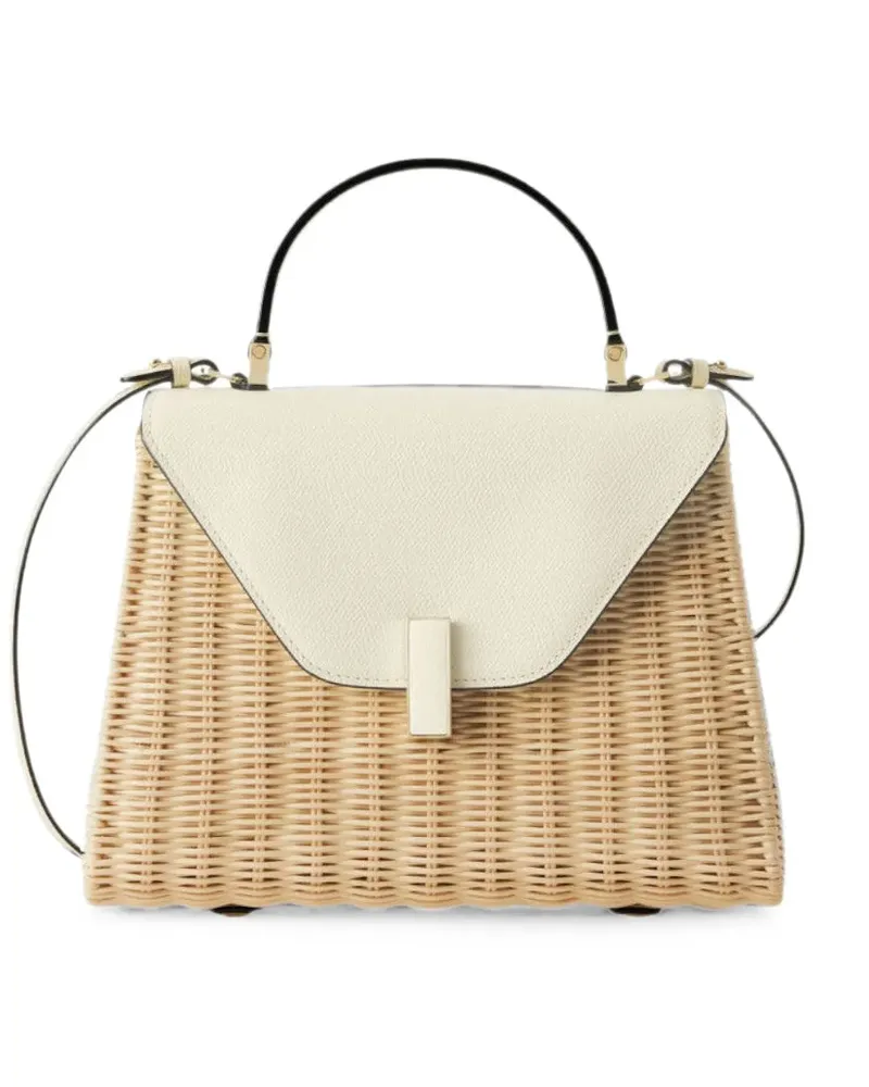 Valextra Iside leather-trim tote bag - Nude Nude