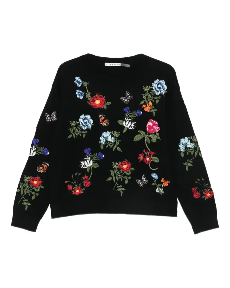 Alice + Olivia Pullover mit Blumenstickerei - Schwarz Schwarz