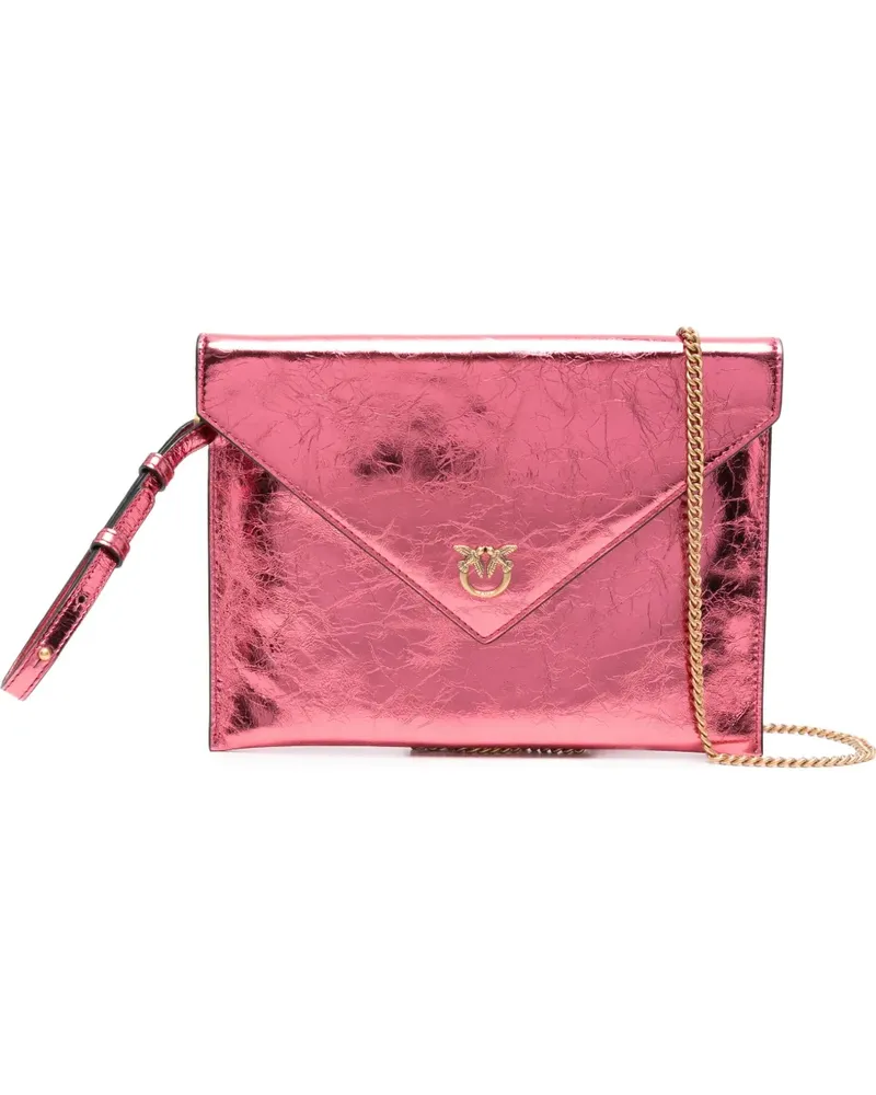 Pinko Kleine Clutch im Metallic-Look - Rosa Rosa