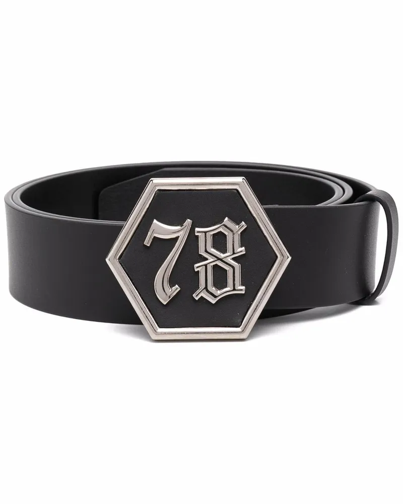 Philipp Plein Gürtel mit Gothic-Logo - Schwarz Schwarz