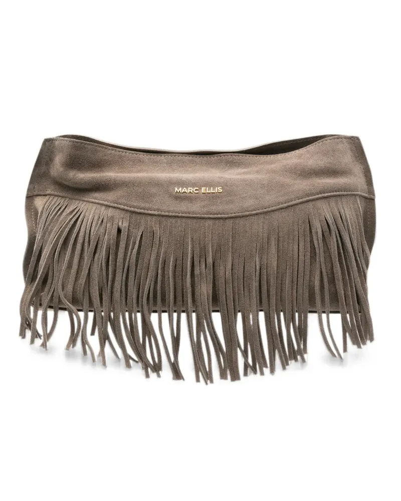 MARC ELLIS Dakota M fringe-trim leather shoulder bag - Braun Braun