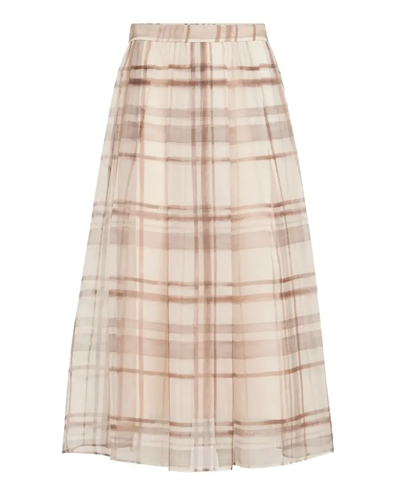 Brunello Cucinelli Midirock mit Makro-Karo - Nude Nude