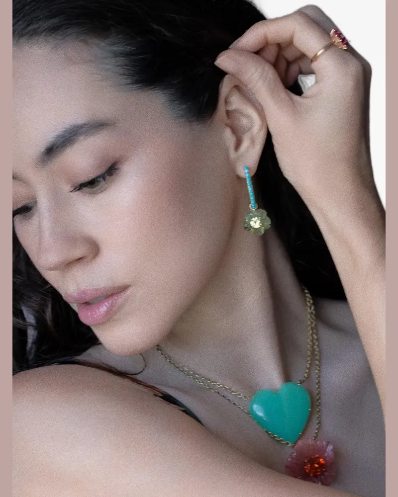 Irene Neuwirth Ohrringe mit Peridot und Chrysoberyl - Gold Gold