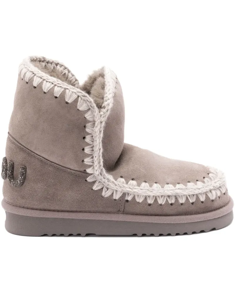 Mou Stiefel aus Schafsleder mit gehäkeltem Detail - Grau Grau