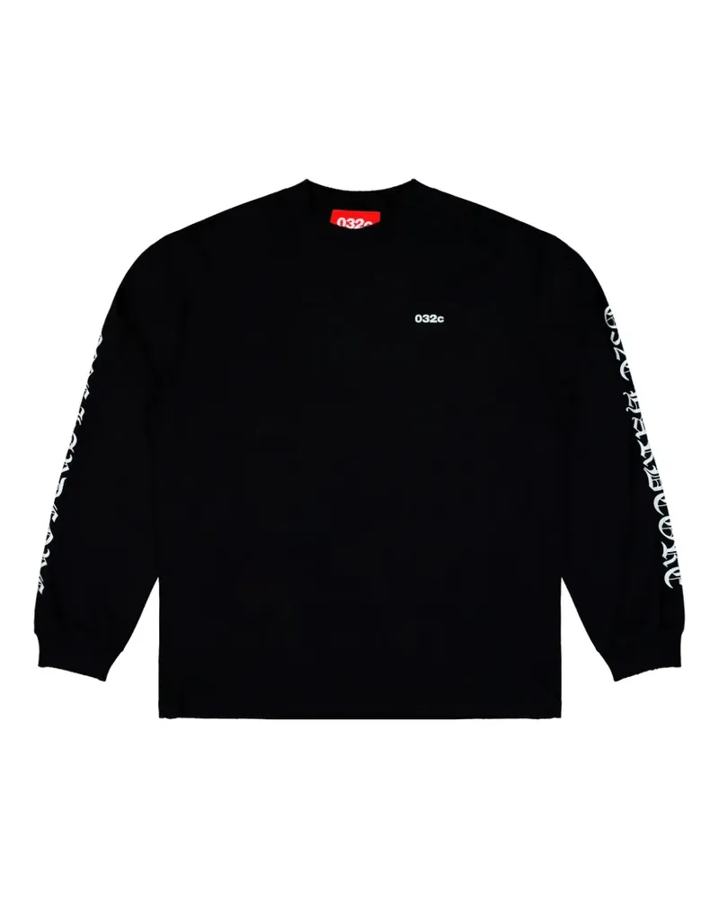 032c lettering-print long-sleeve sweatshirt - Schwarz Schwarz