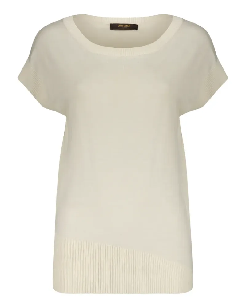 MOORER Gestricktes T-Shirt mit U-Ausschnitt - Nude Nude