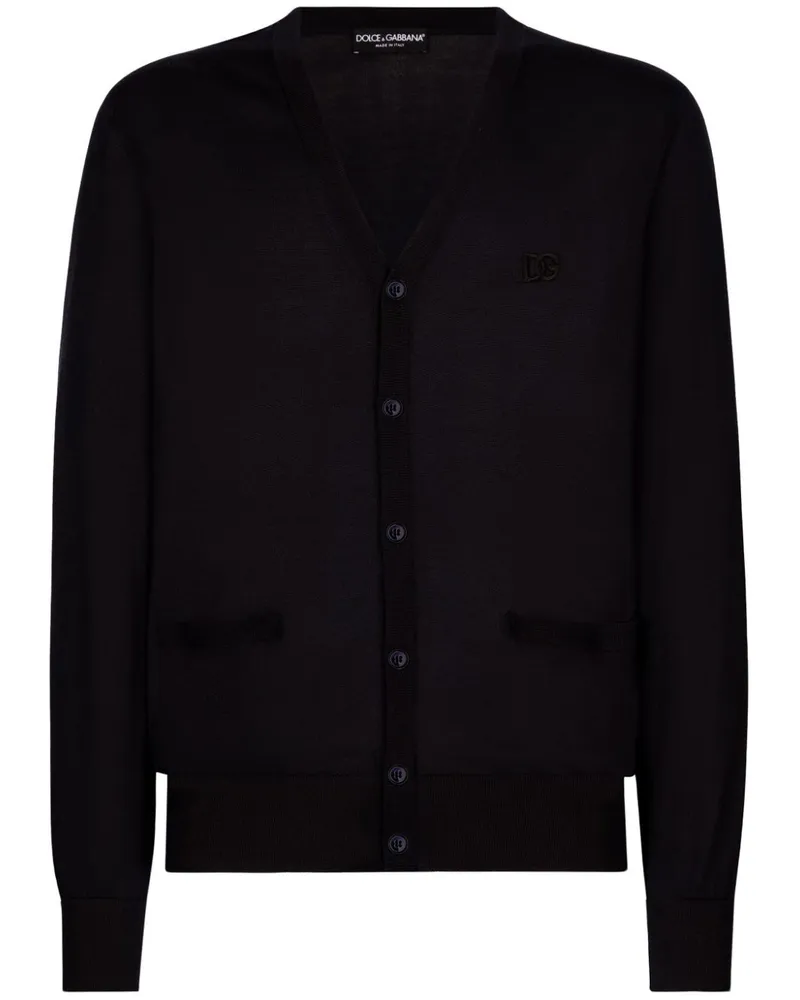 Dolce & Gabbana Cardigan aus Seide mit Logo-Stickerei - Blau Blau
