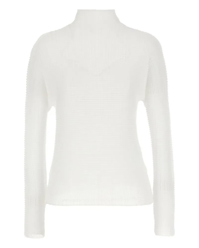 Issey Miyake Oberteil mit Stehkragen - Weiß Weiß