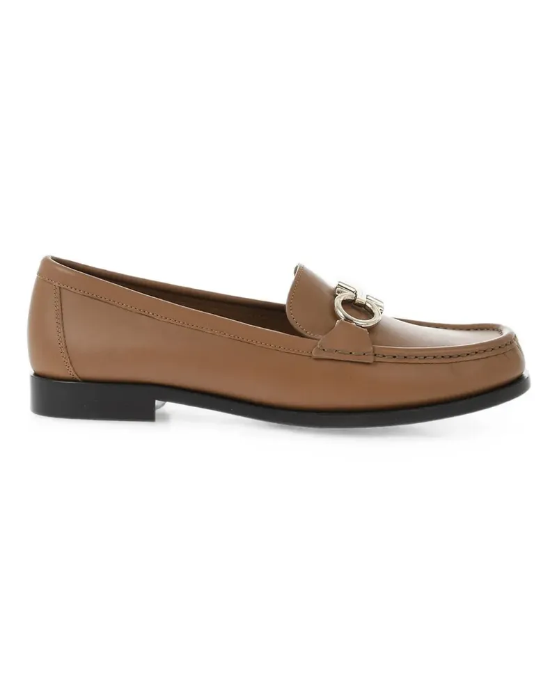 Ferragamo Gancini-plaque leather loafers - Nude Nude