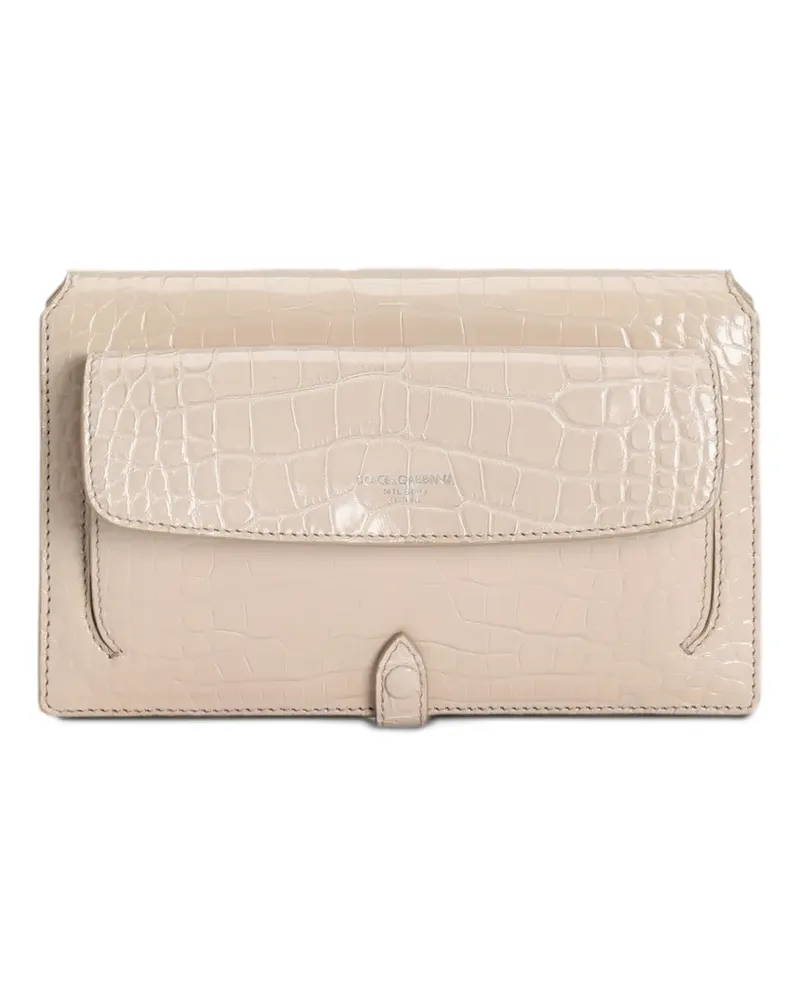 Dolce & Gabbana Mini Umhängetasche aus Alligatorleder - Nude Nude