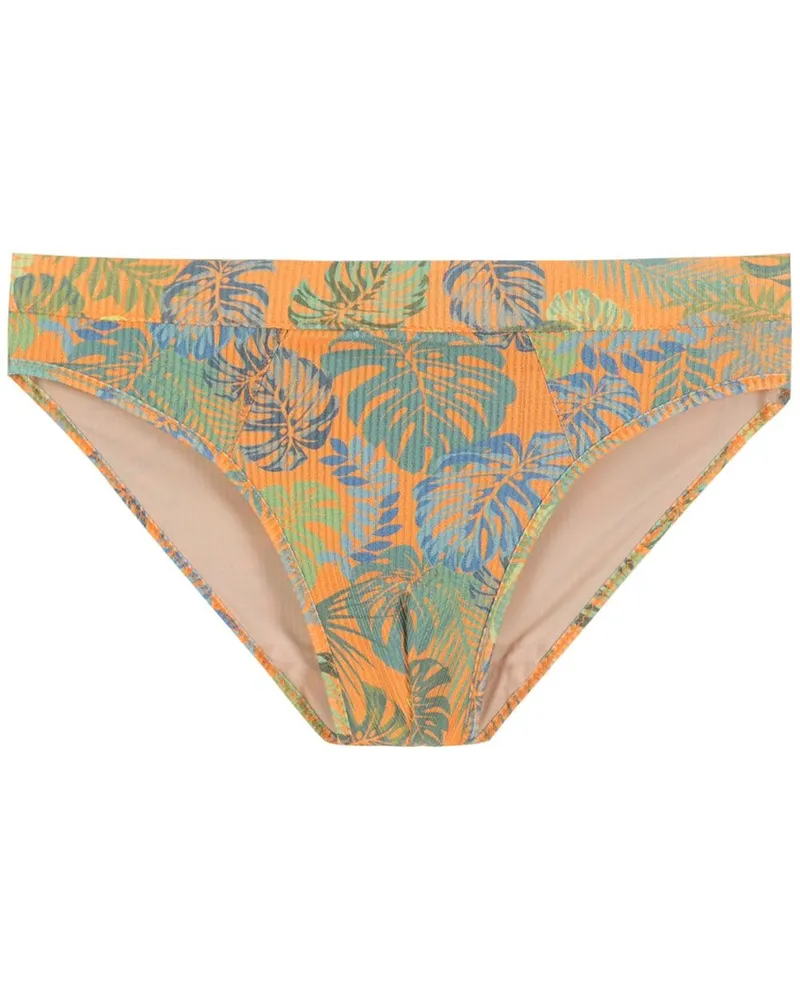 Amir Slama Badehose mit Blatt-Print - Orange Orange