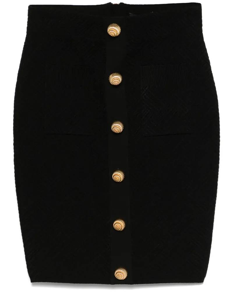 Balmain Minirock mit Zierknöpfen - Schwarz Schwarz