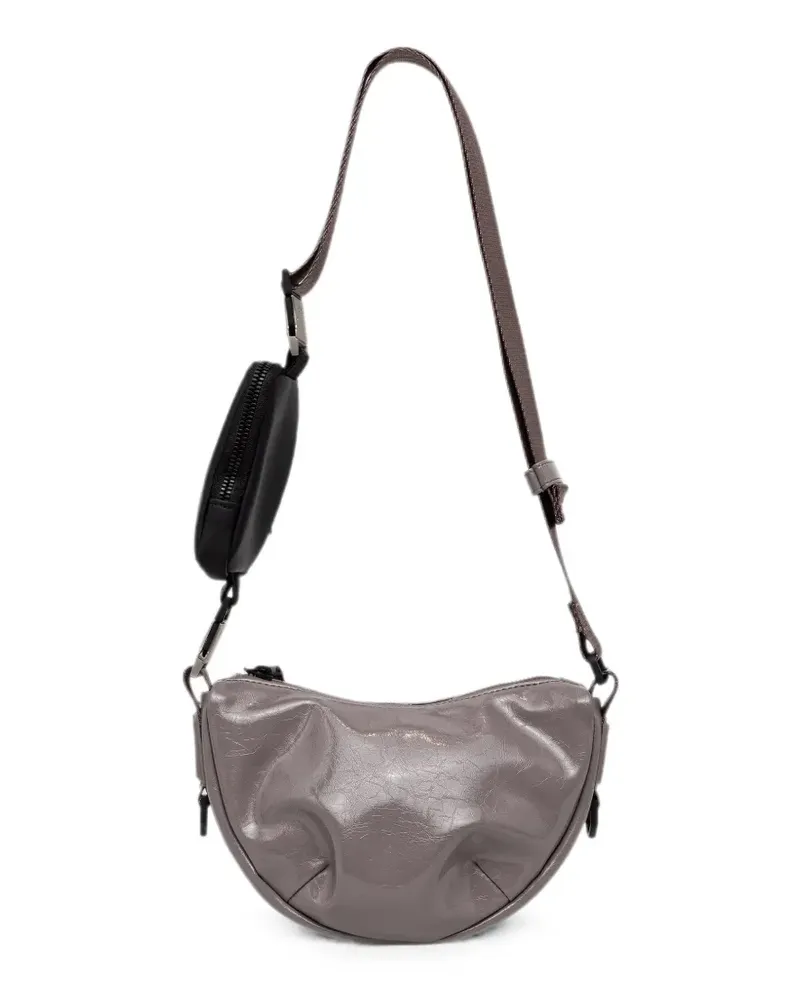 RAINS mini Valera crinkled-finish pouch-detail shoulder bag - Grau Grau