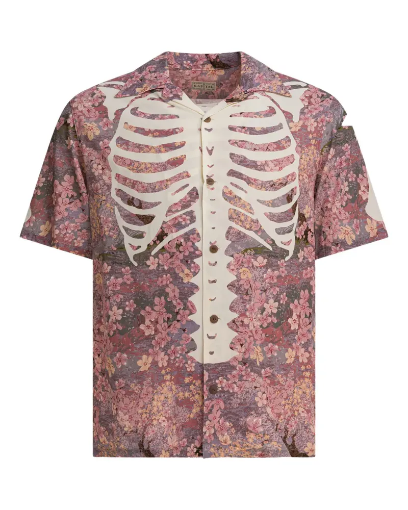 KAPITAL Skelett-Hemd mit Blumen-Print - Rosa Rosa