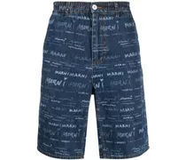 Jeans-Shorts mit Logo-Print - Blau