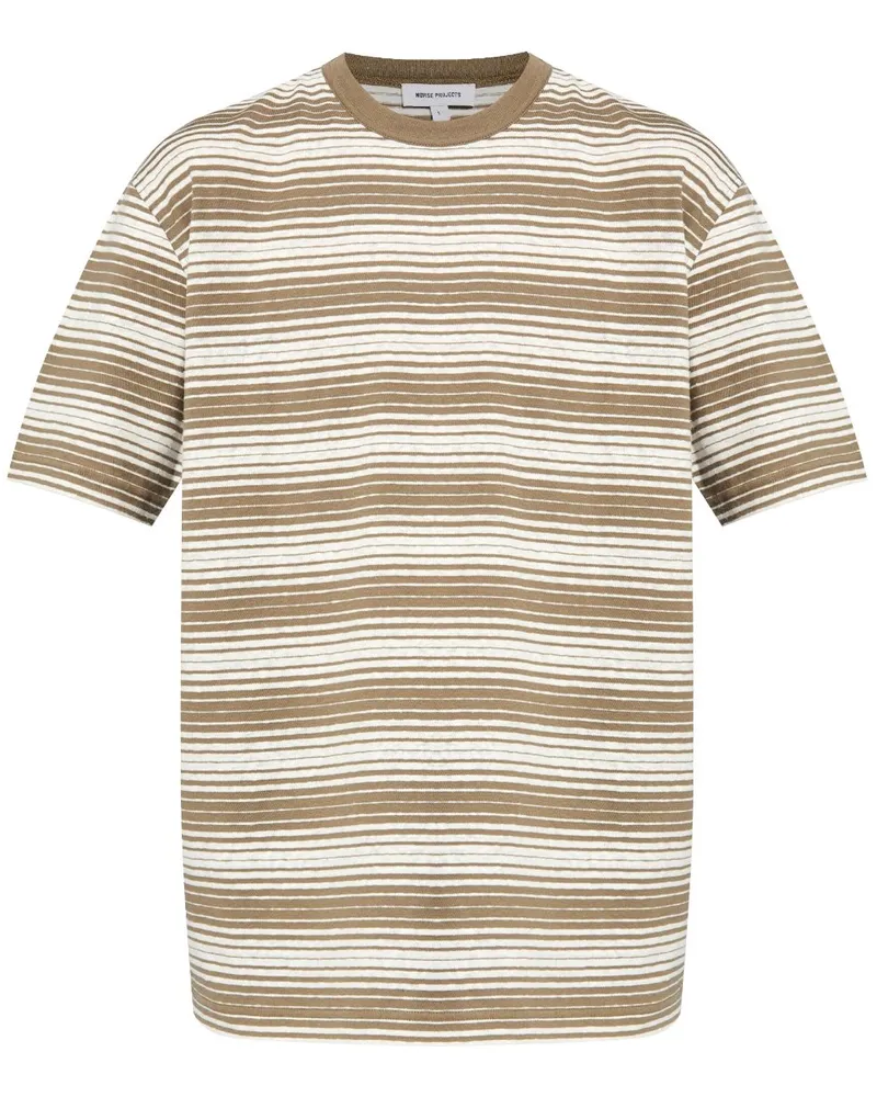 Norse Projects Gestreiftes T-Shirt Nude