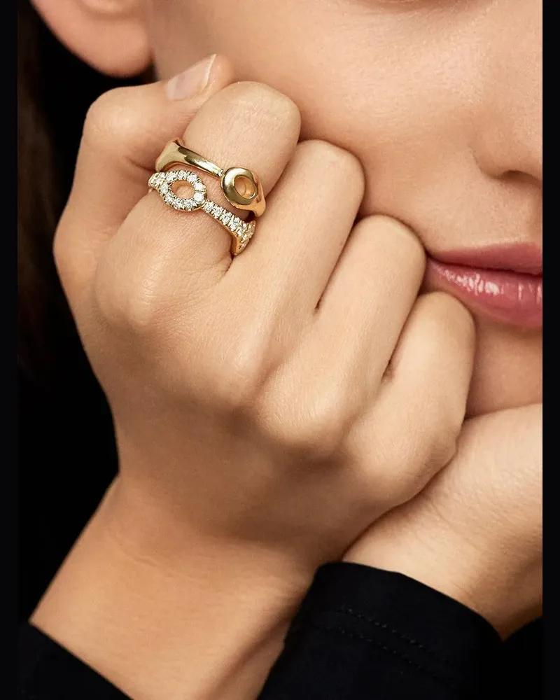 Melissa Kaye 18kt Lola Gelbgoldring mit Diamanten Gold