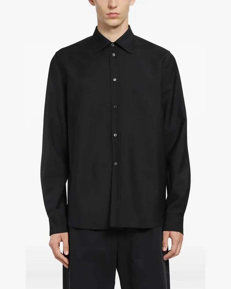 Jil Sander Hemd aus Woll-Mohär-Canvas - Schwarz Schwarz