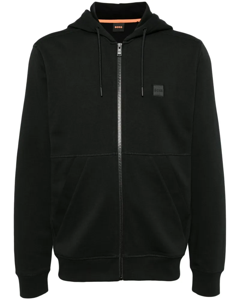 HUGO BOSS Hoodie mit Logo-Patch - Schwarz Schwarz