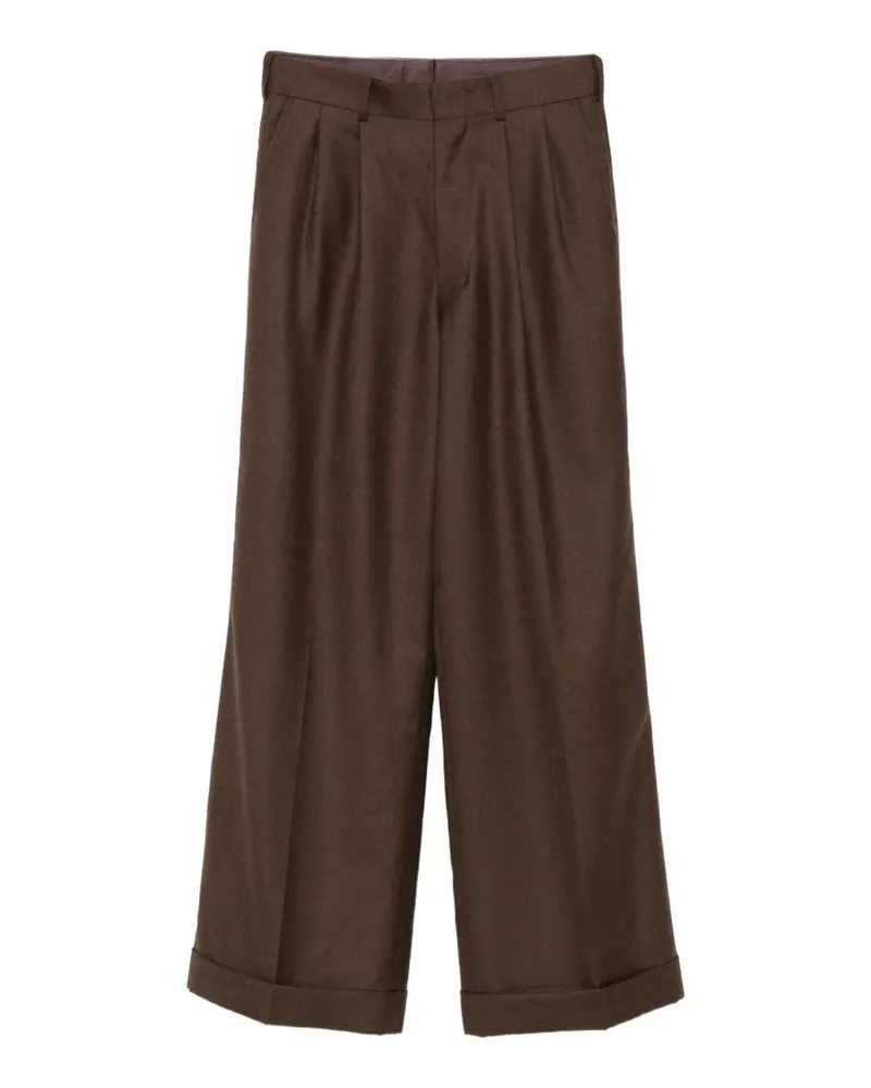 Junya Watanabe Bundfaltenhose mit Umschlag - Braun Braun