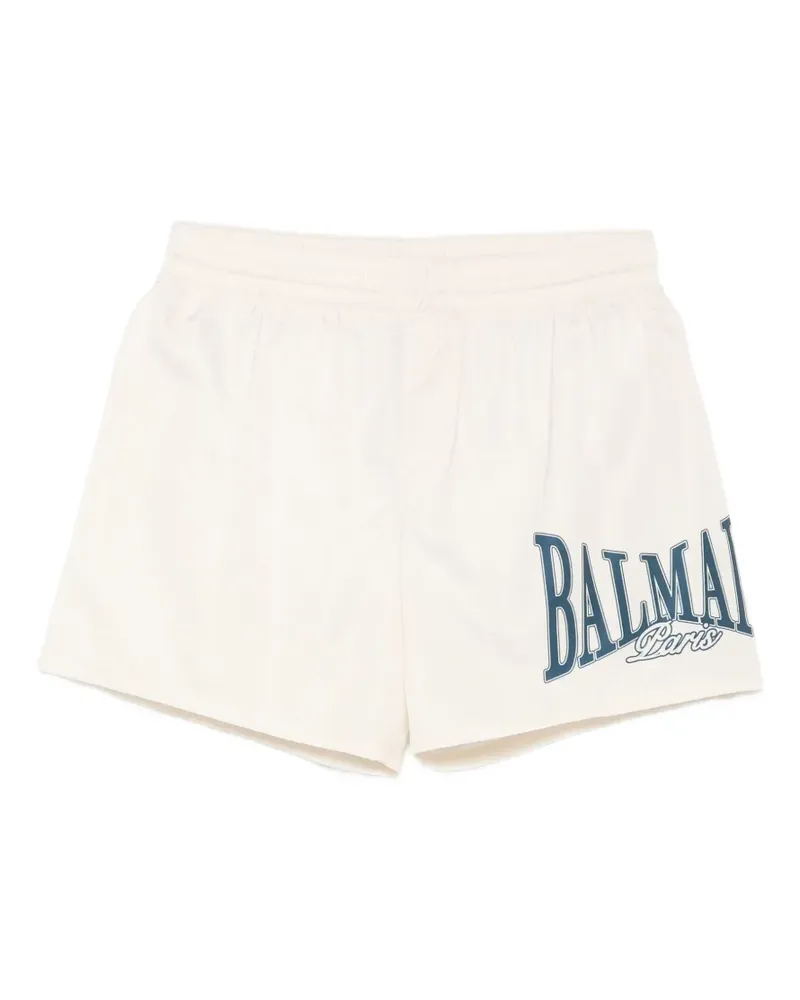 Balmain logo-print swim shorts - Nude Nude