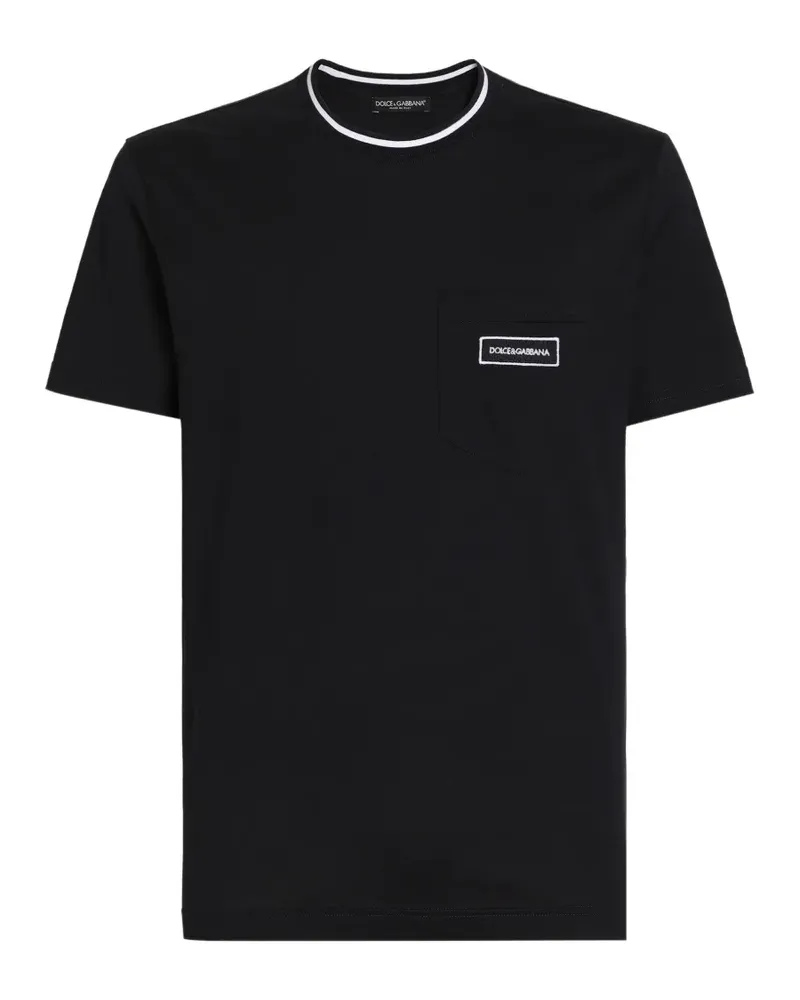 Dolce & Gabbana T-Shirt mit Logo-Patch - Schwarz Schwarz