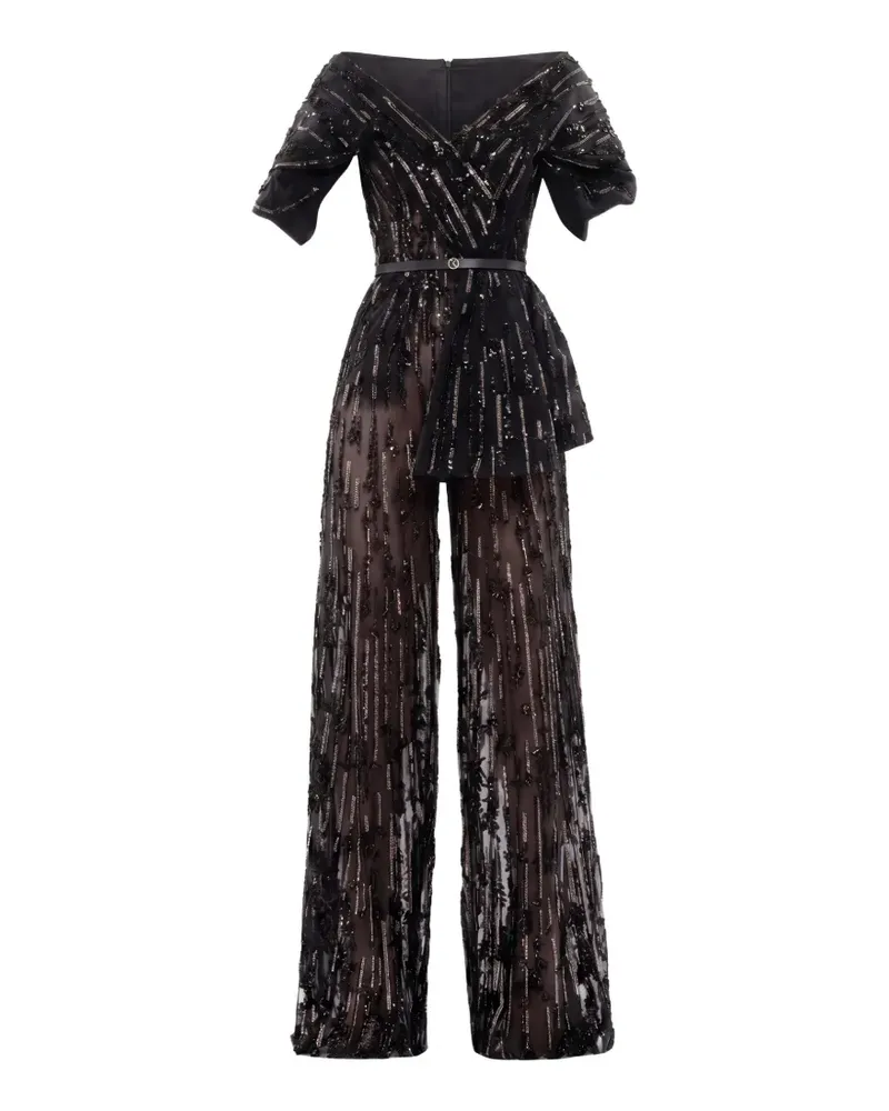 Saiid Kobeisy sequin-embellished belted jumpsuit - Schwarz Schwarz