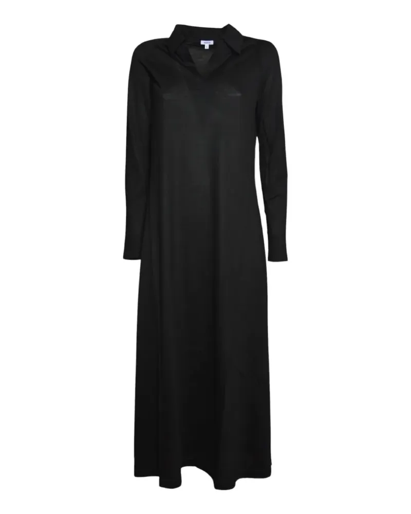 ASPESI long-sleeve polo-collar maxi dress - Schwarz Schwarz