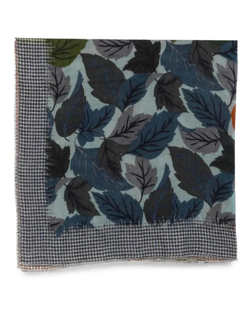 Faliero Sarti Foliage houndstooth-border scarf - Blau Blau