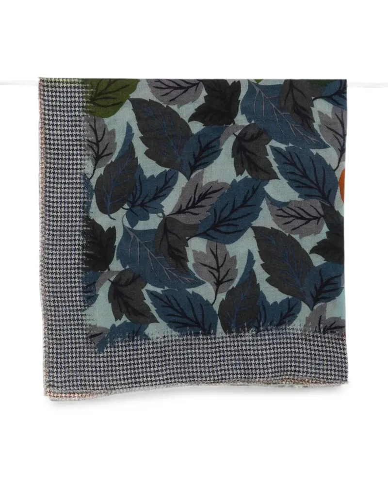 Faliero Sarti Foliage houndstooth-border scarf - Blau Blau