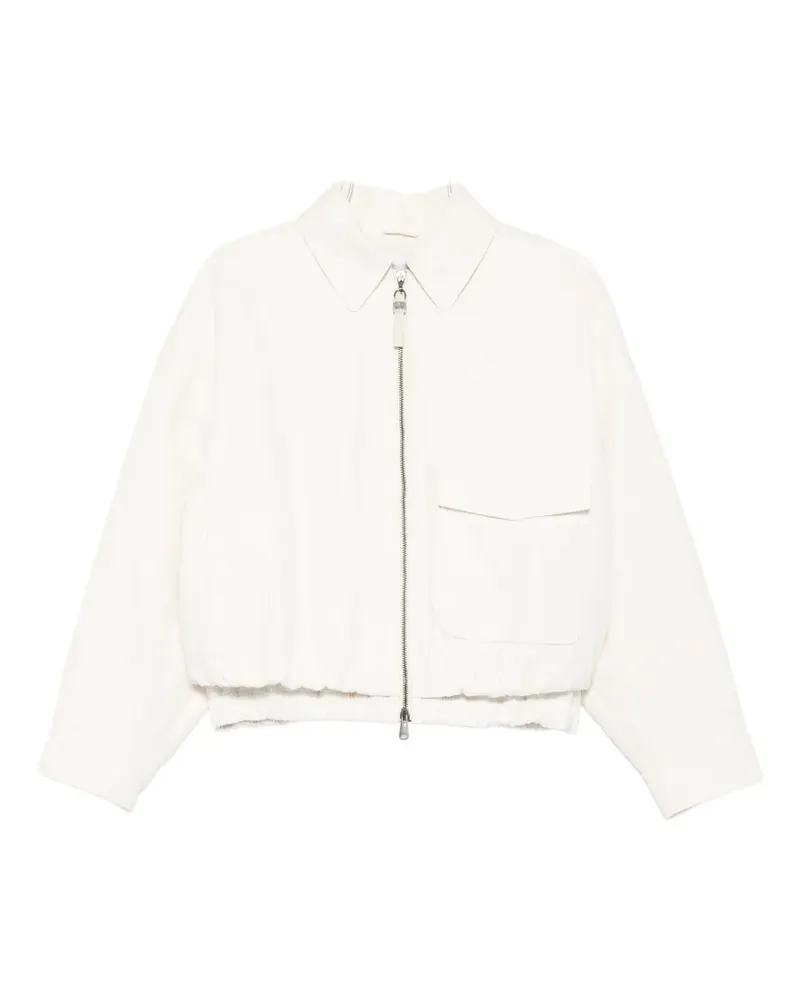 Brunello Cucinelli zipped pocketed bomber jacket - Nude Nude