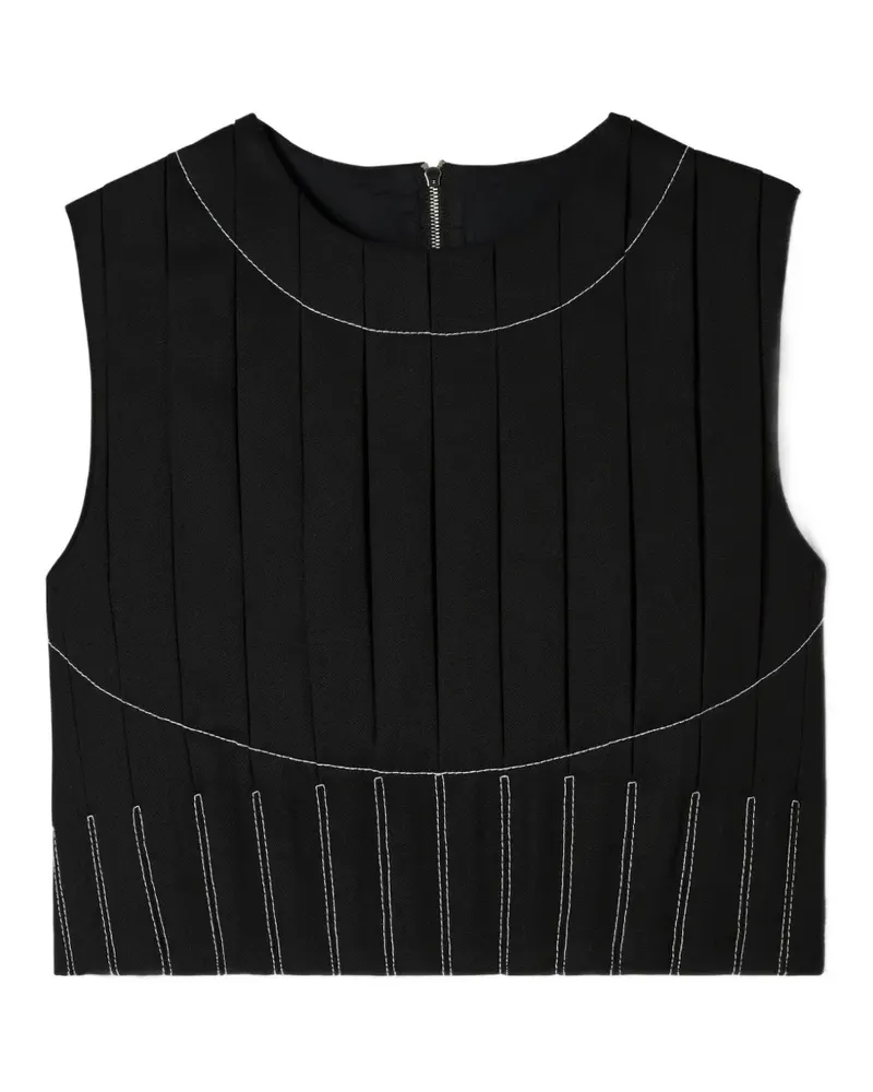 Tory Burch Twill-Top mit Falten - Schwarz Schwarz