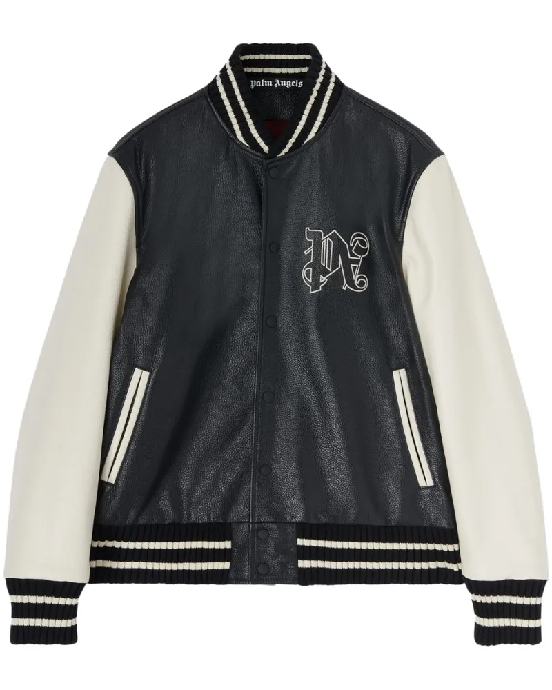 Palm Angels Collegejacke aus Leder - Schwarz Schwarz